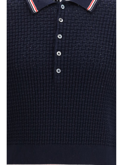 THOM BROWNE Woven cotton Polo