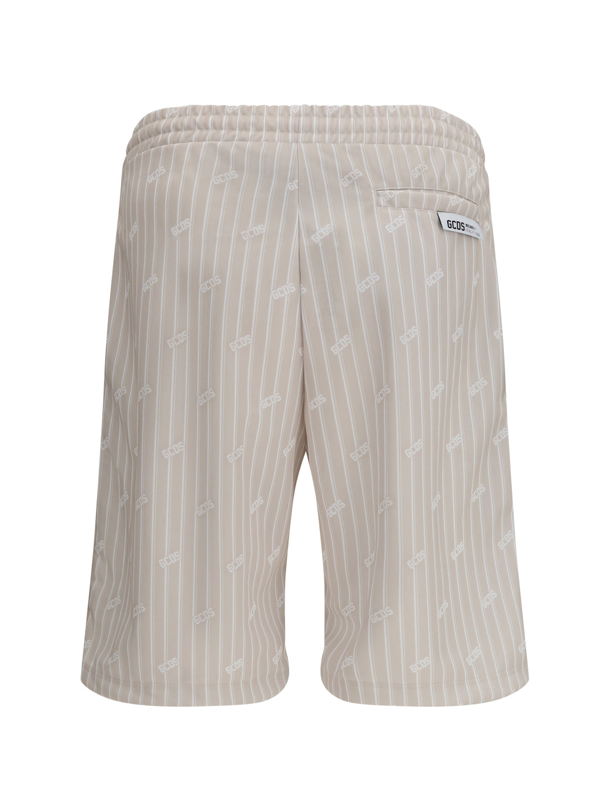 GCDS All-over logo pinstripe Shorts - Sandshell/Bone