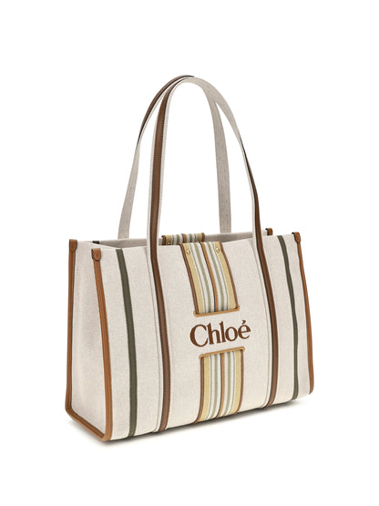 Chloé Woody Loop canvas Tote Bag - Pure Brown