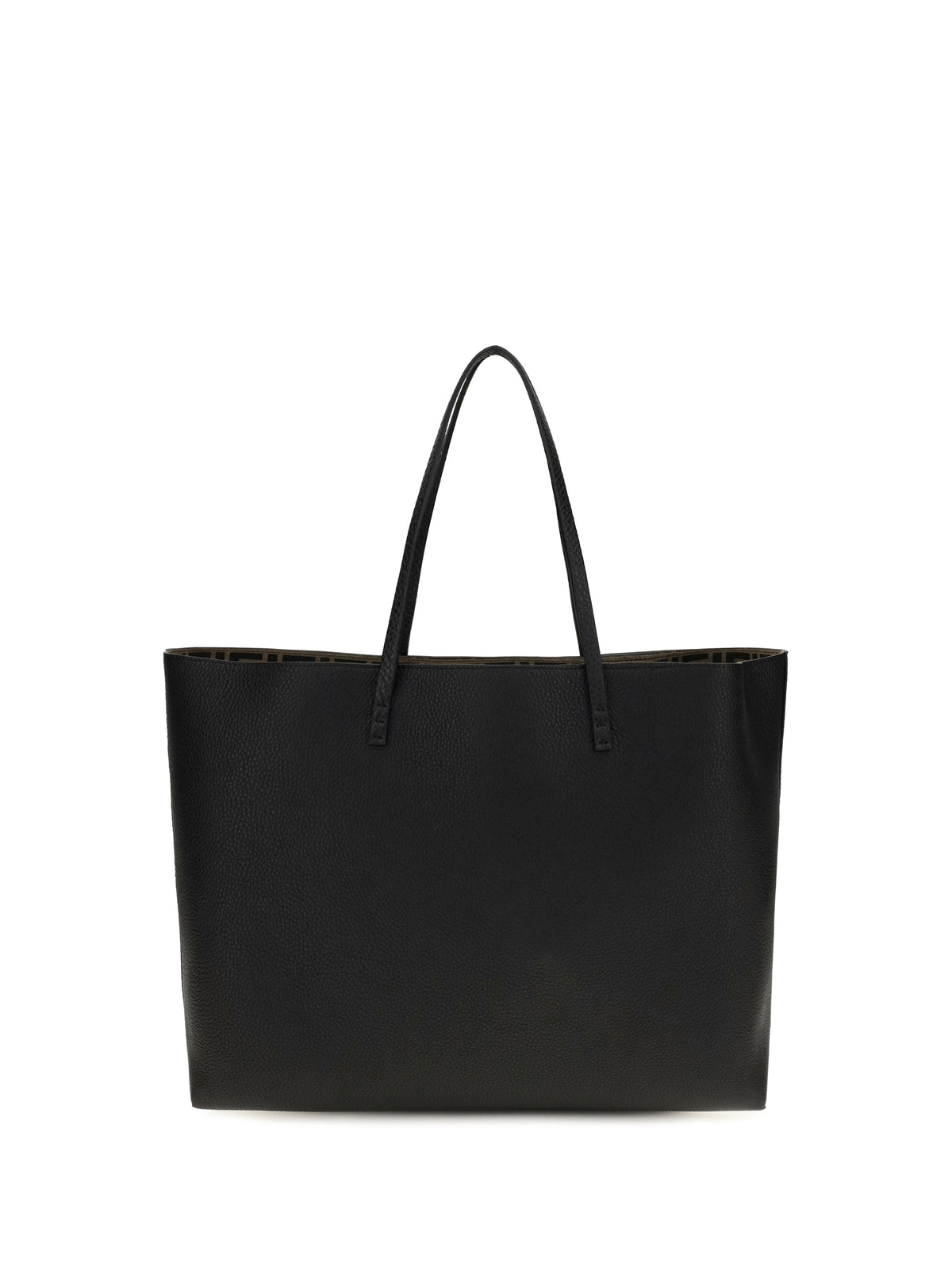 Fendi Medium Roll Roman leather Shopping Bag - Nero+Moro