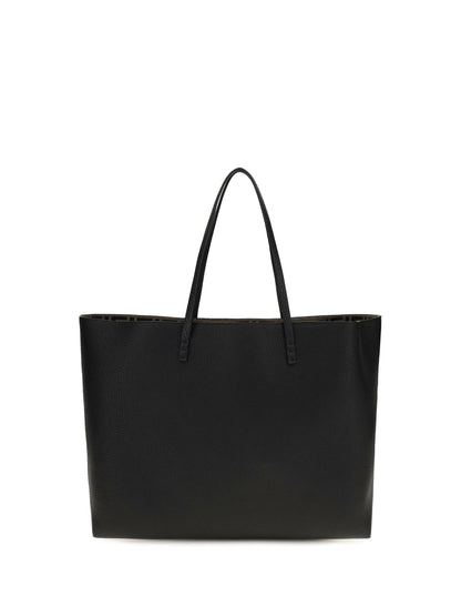 Fendi Medium Roll Roman leather Shopping Bag - Nero+Moro