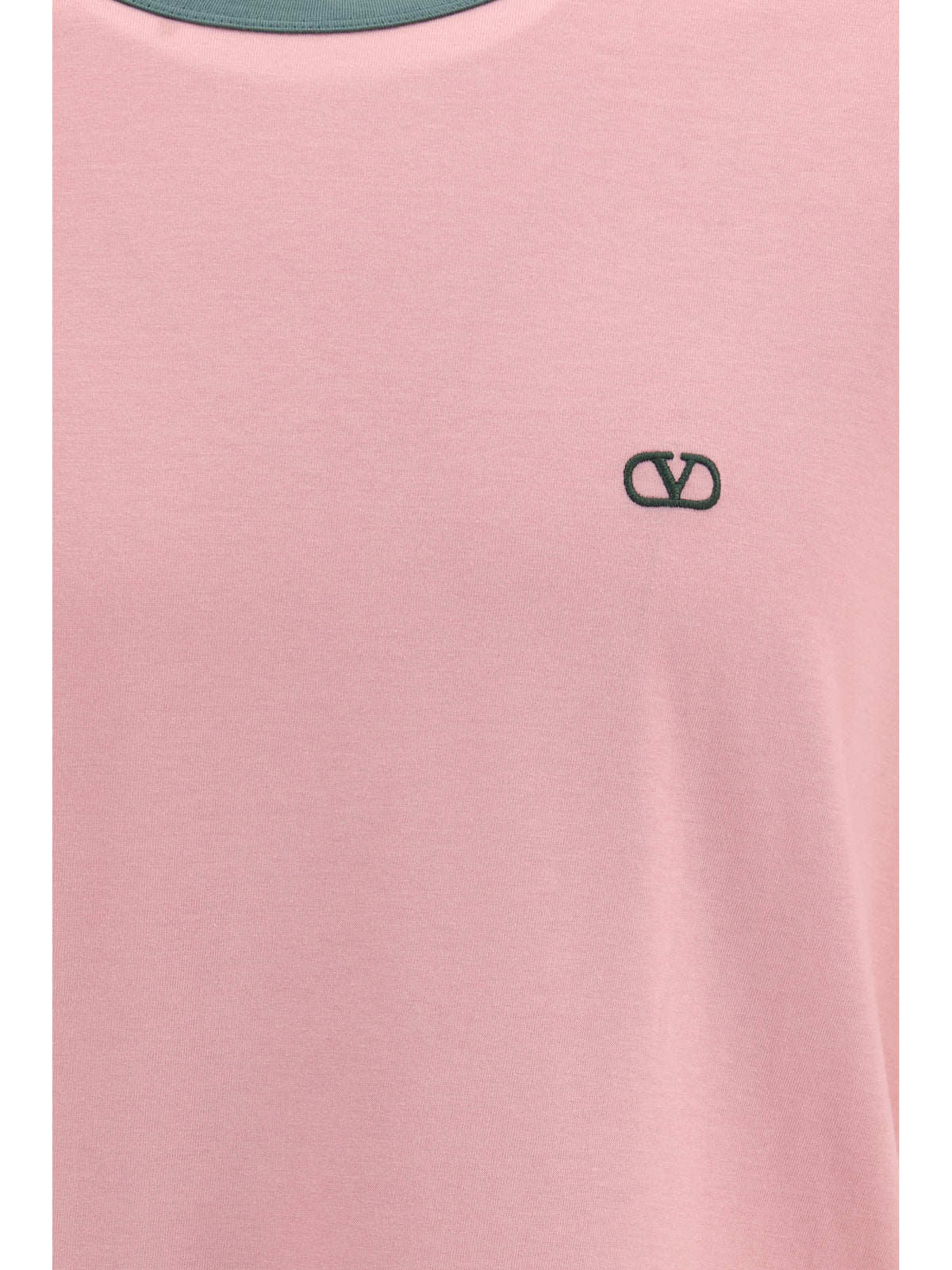 Valentino Embroidered logo cotton-jersey T-shirt - Pink/English Green