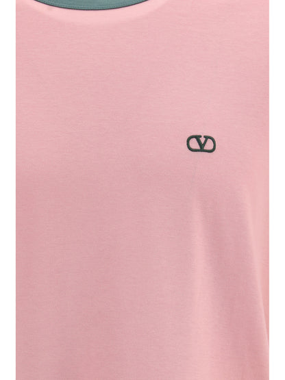 Valentino Embroidered logo cotton-jersey T-shirt - Pink/English Green
