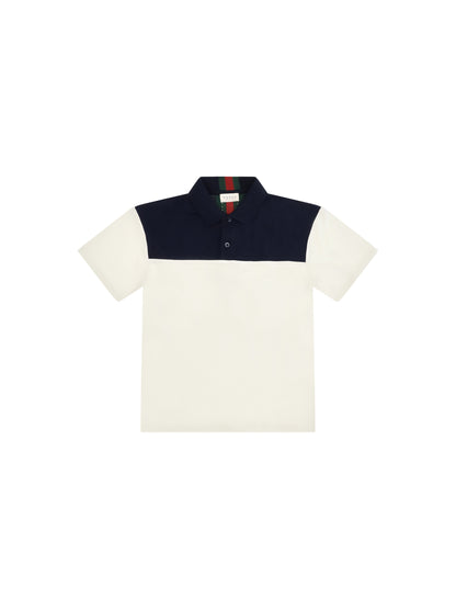 Gucci Cotton Polo with Web trim for Boy - Ivory/Mix