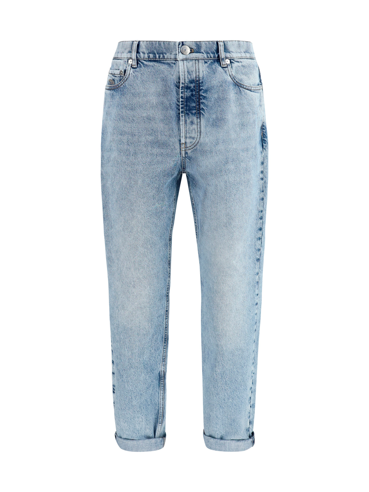Brunello Cucinelli Straight-leg turn-up Jeans - Light Denim