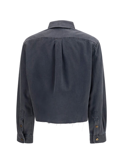 Miu Miu Denim-style cotton Shirt - Black