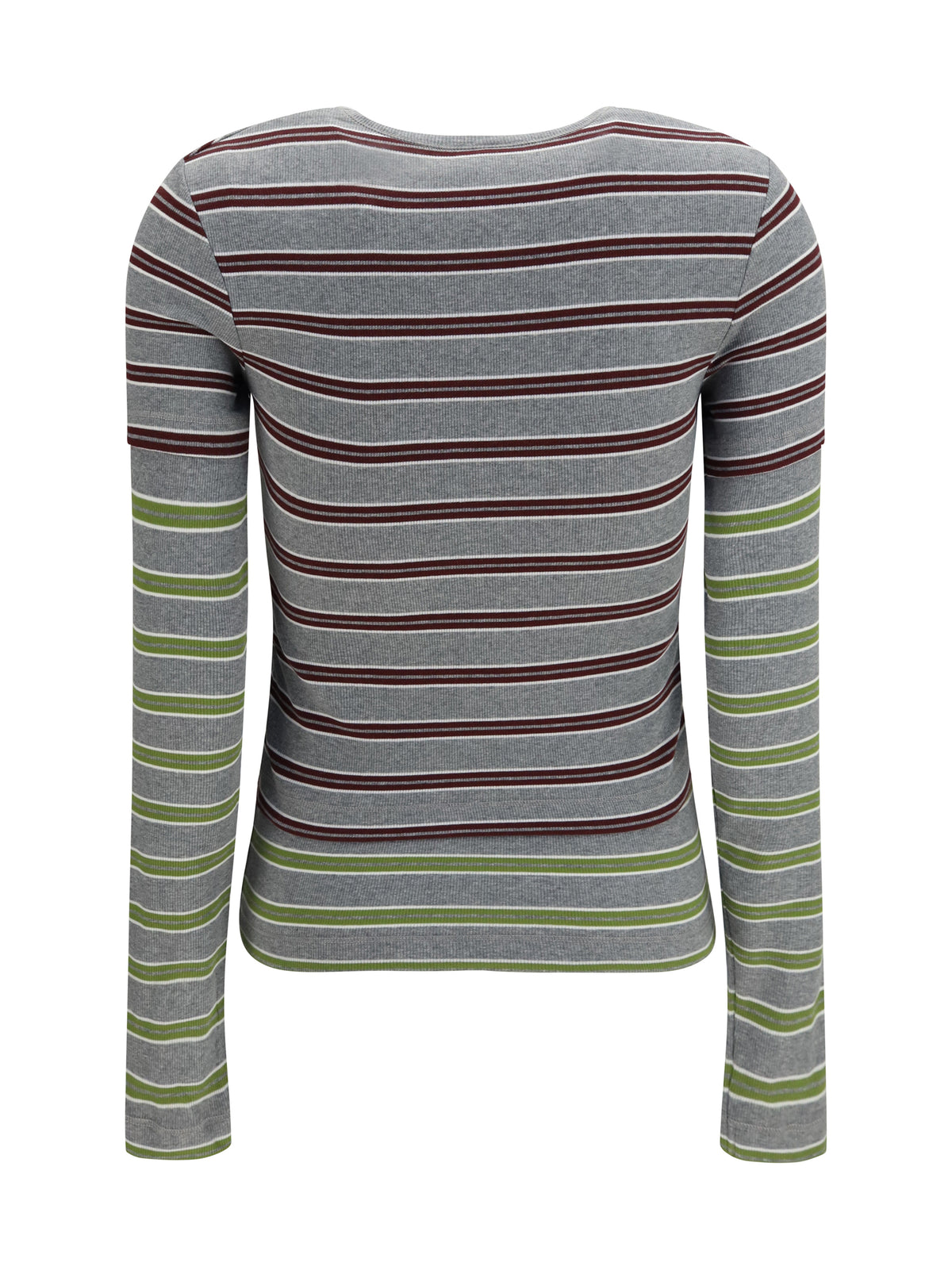 Ganni Double-sleeve striped cotton T-shirt - Port Royale
