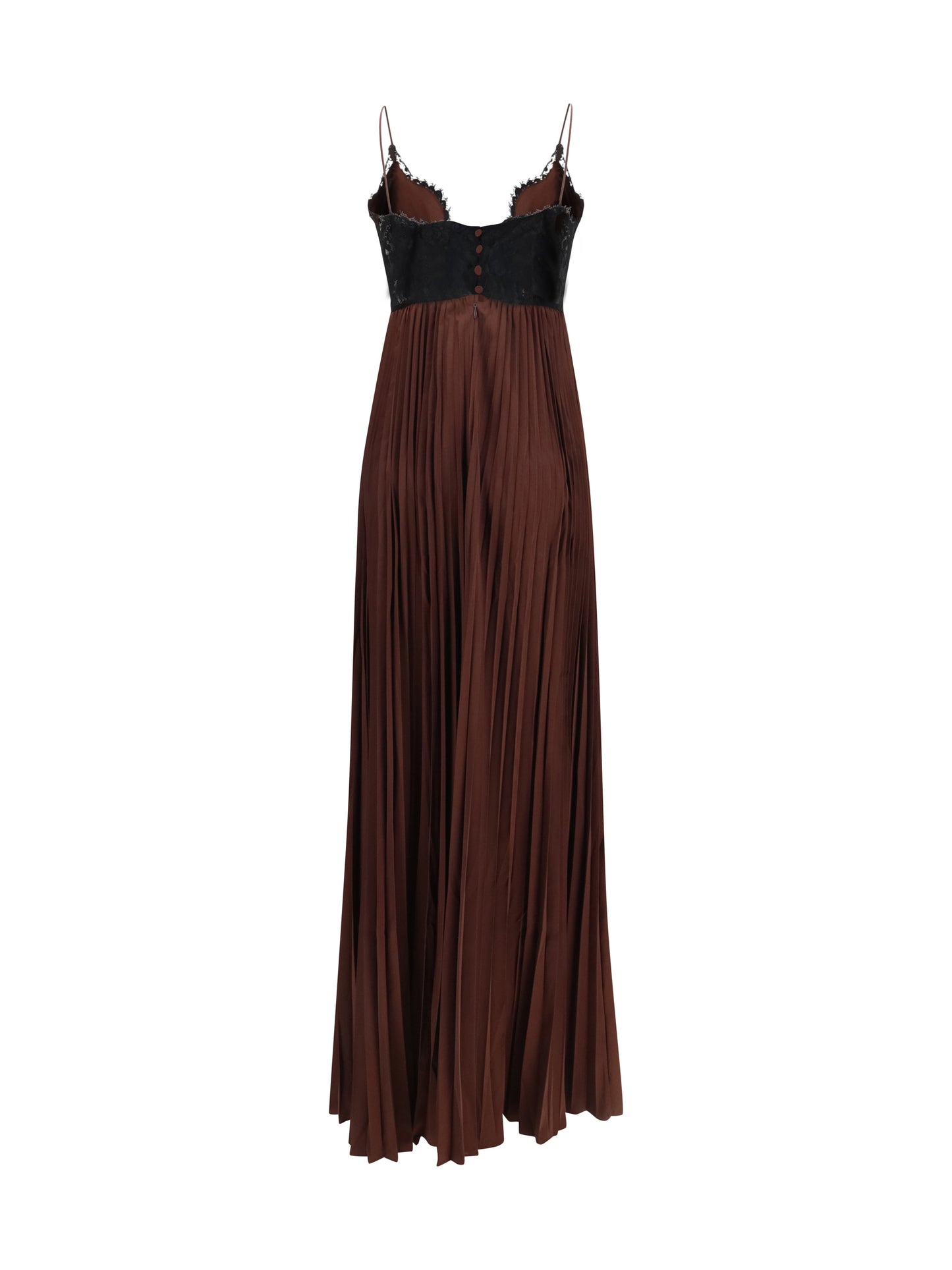 SELF-PORTRAIT Satin long Dress with lace inserts