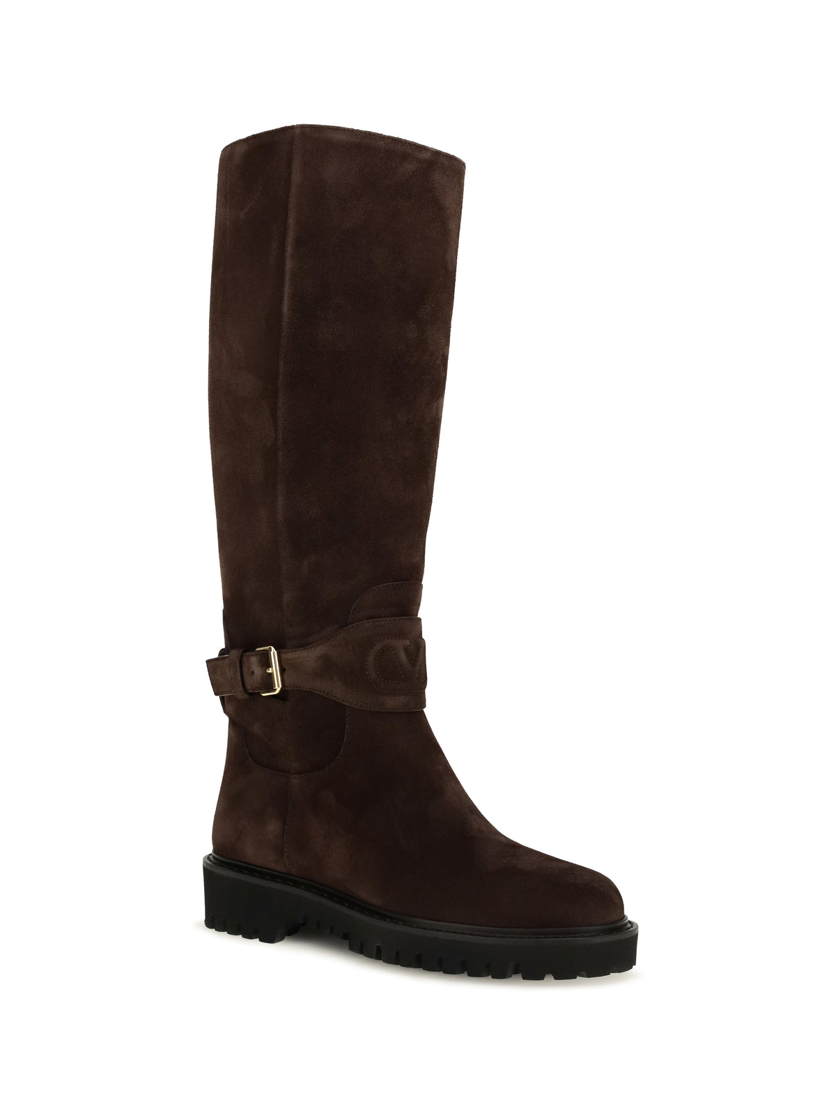 Valentino Garavani VLogo Signature suede High Boots - Ebony Brown