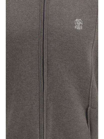 Brunello Cucinelli Double cashmere Cardigan with zip and logo - 9758+072