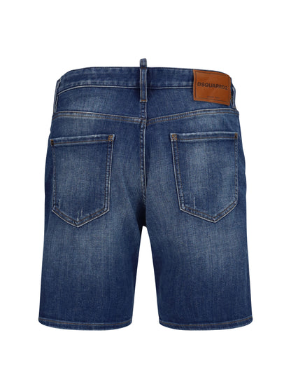 Dsquared2 Marine Short Denim Bermuda Shorts - Navy Blue