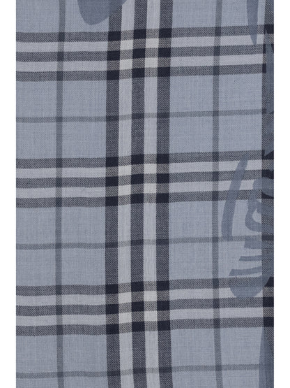 Burberry Knight Check wool and silk Scarf - Bank Blue