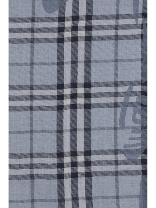 Burberry Knight Check wool and silk Scarf - Bank Blue