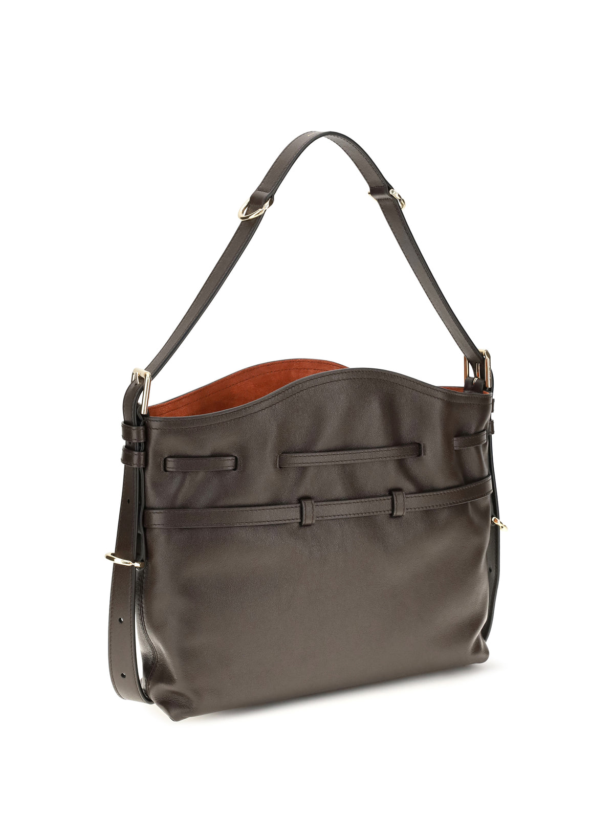 Givenchy Small Voyou Bucket Handbag in glossy leather - Chocolate