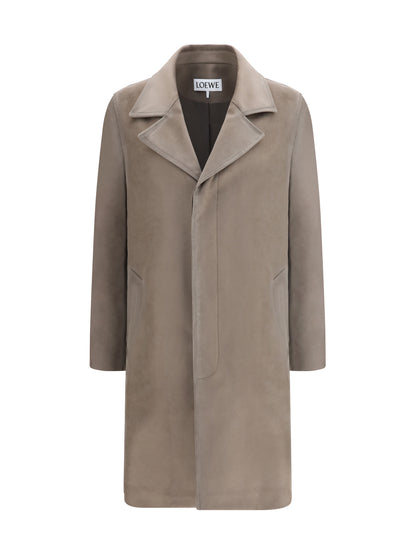 Loewe Single-breasted brushed cotton-blend fustian Coat - Khaki Brown