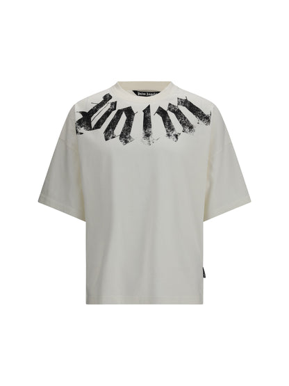 Palm Angels Big Neck Logo T-shirt - Off White Black