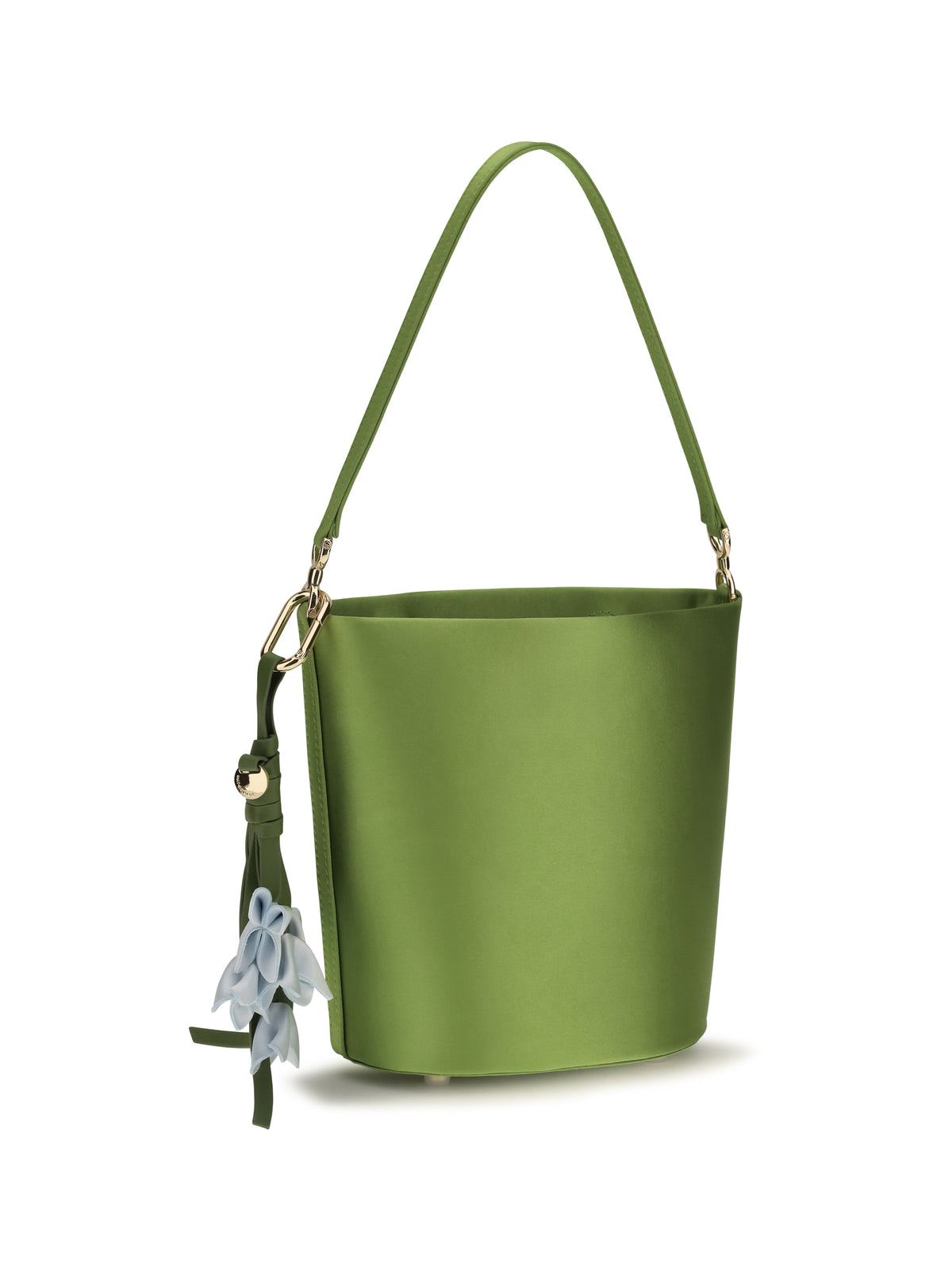 Self-Portrait Satin Bucket Bag - Green