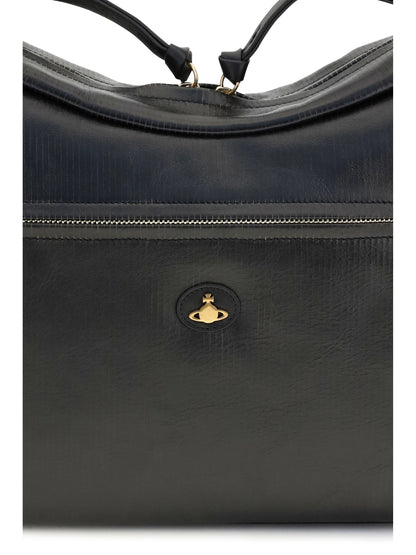 Vivienne Westwood Large Dolce textured leather Shoulder Bag - Black/Beige