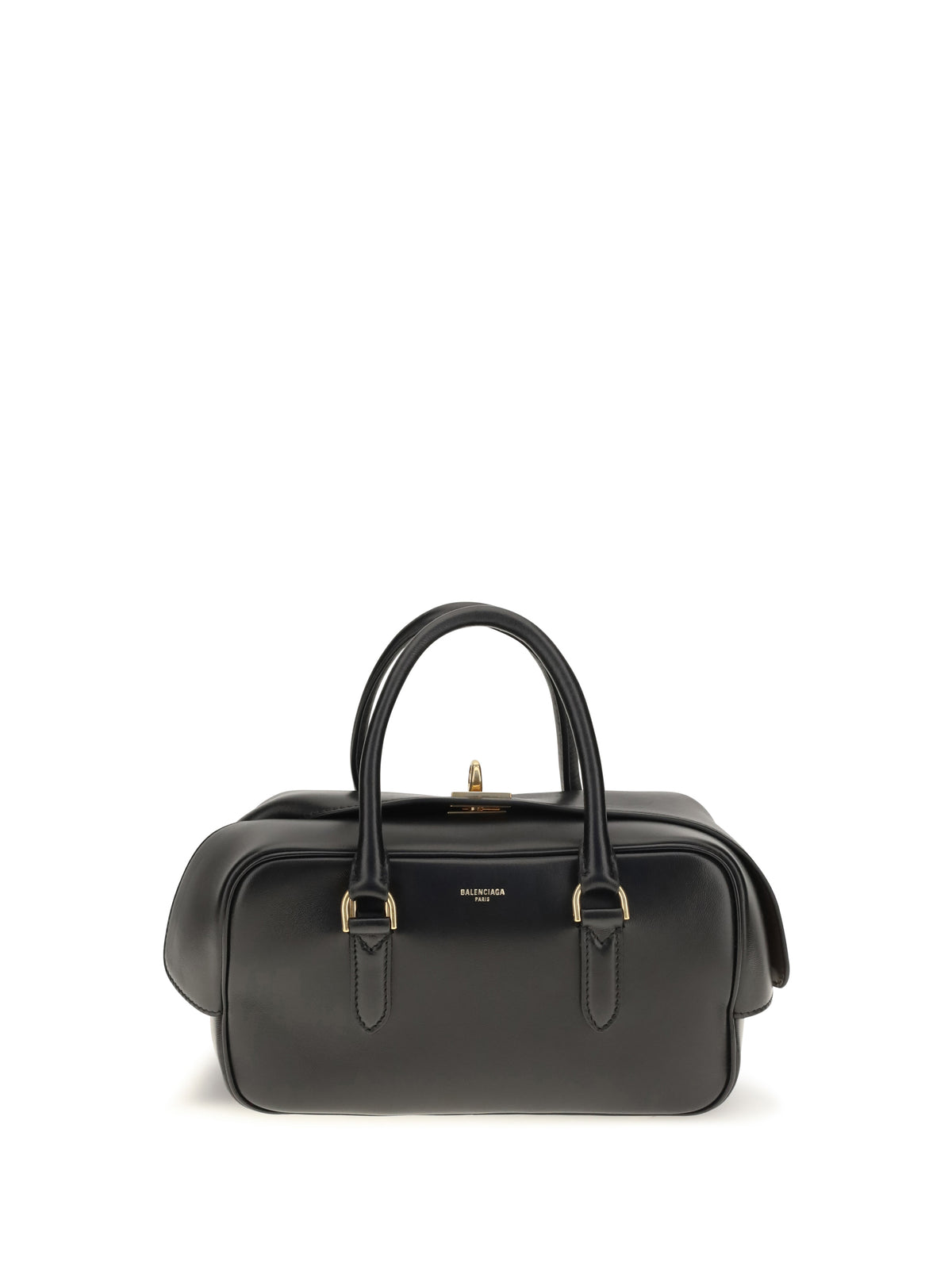 Balenciaga Small Le 7 Bowling Handbag - Black/Muscade