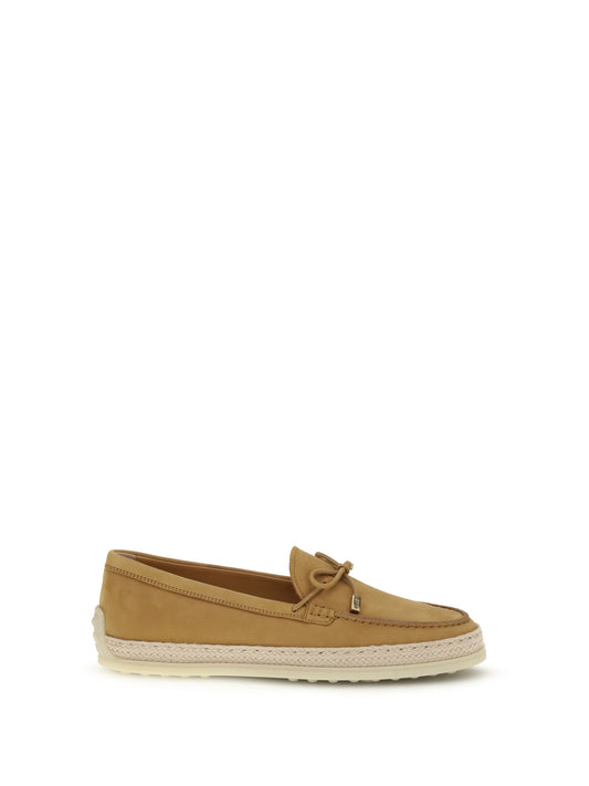 TOD'S Suede and raffia Loafers