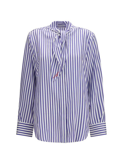 Givenchy Silk striped Cocoon Shirt with bow - Electric Blue/White