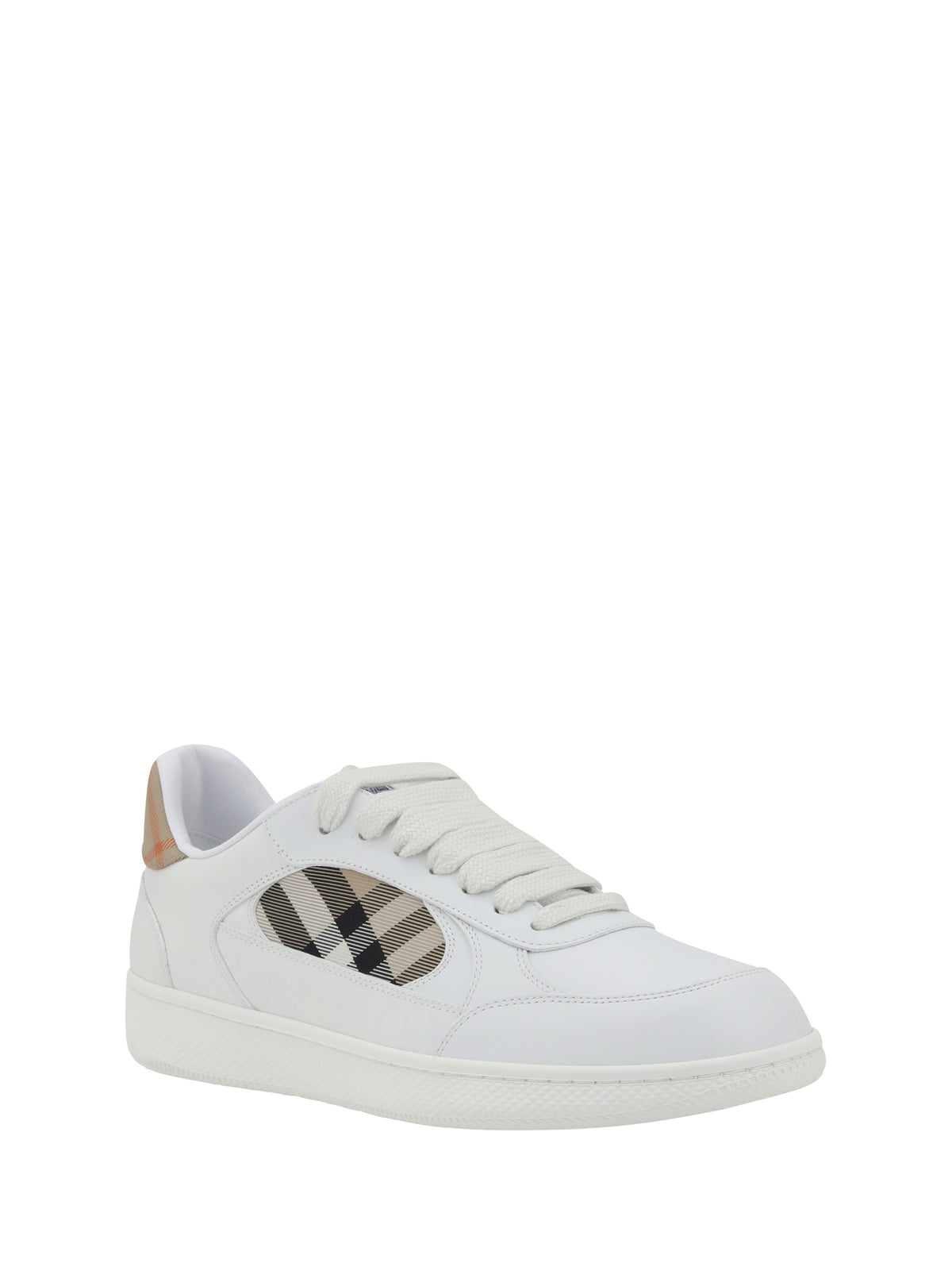 Burberry Leather Sneakers - White/Sand Ip Chk