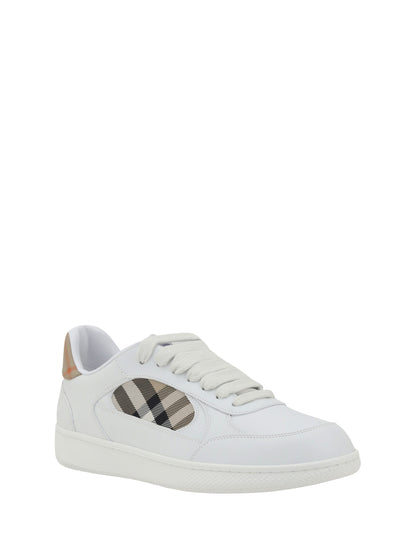 Burberry Leather Sneakers - White/Sand Ip Chk
