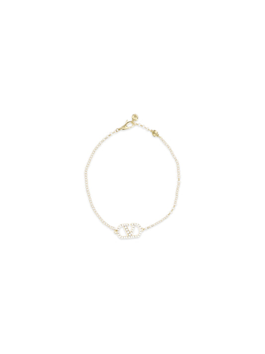 Valentino Garavani VLogo Signature Bracelet in metal and Swarovski® crystals - Gold/Crystal