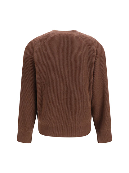 Brunello Cucinelli V-neck Sweater - Cioccolato+Tabacco Dark