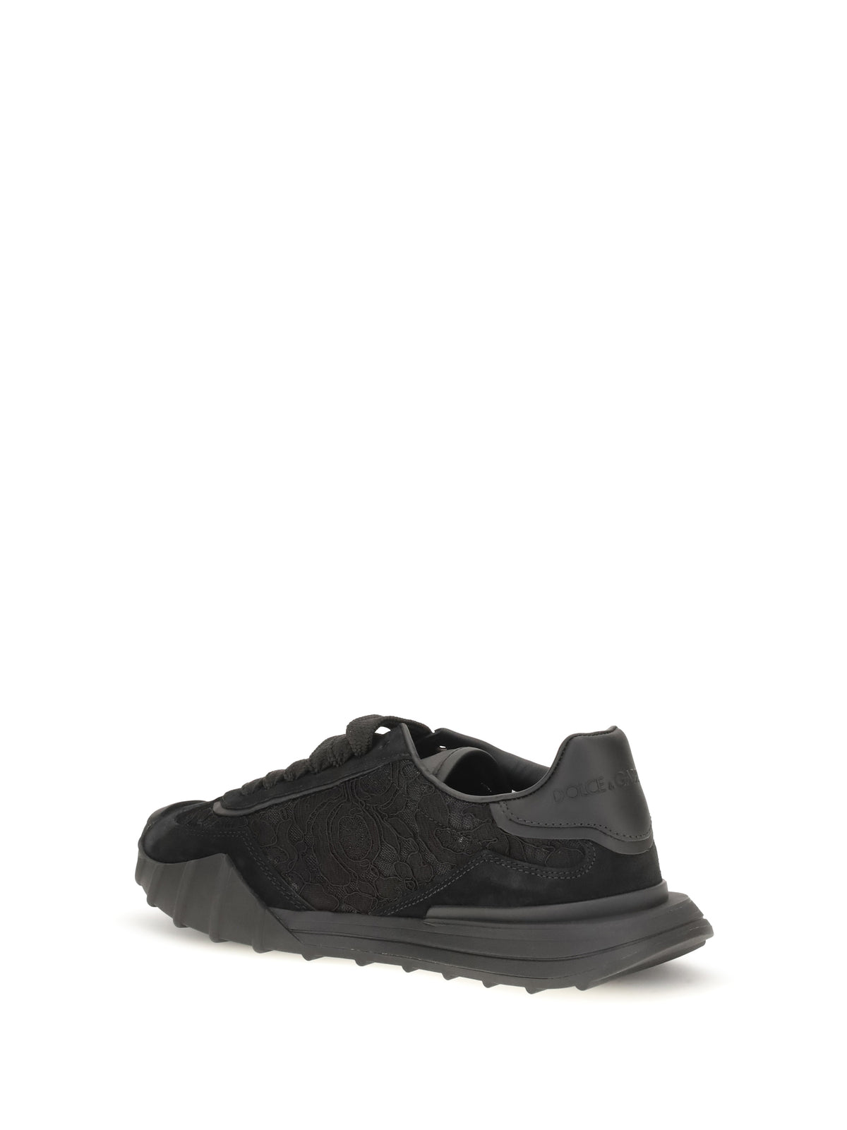 Dolce & Gabbana Leather and lace Sneakers - Black/Black