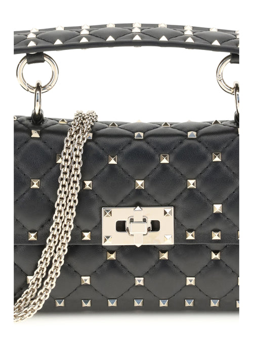 Valentino Rockstud Spike mini Top Handle Bag in nappa - Black