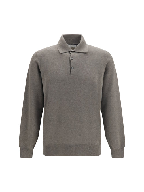 Brunello Cucinelli Cashmere knit Polo - Army Washed+Ciottolo