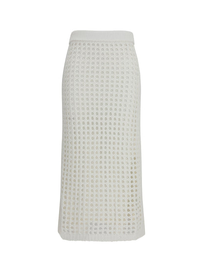 Max Mara Pure Cotton mesh Skirt - White Ottico