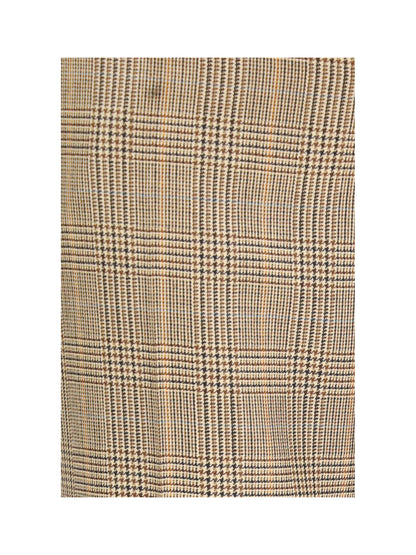 Saint Laurent Prince of Wales Houndstooth Wool Flared Pants - Beige Marron Marine