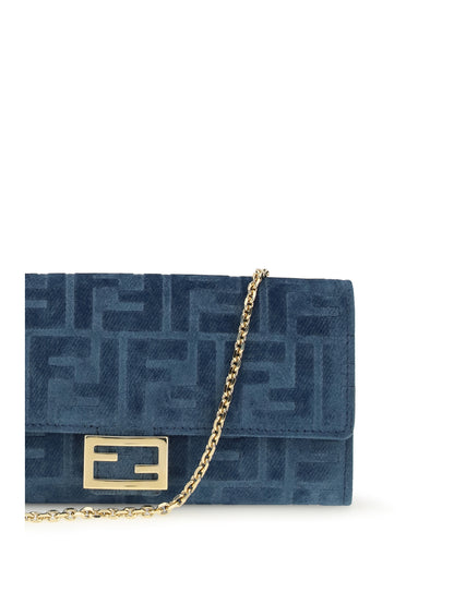 FENDI FF denim Clutch Bag