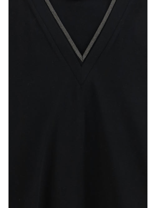 Brunello Cucinelli Cotton T-shirt with embellishments - Black