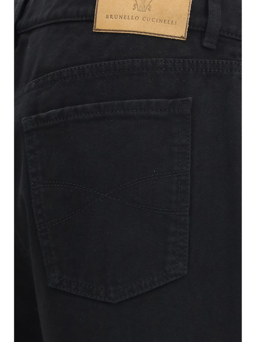 Brunello Cucinelli Garment-dyed five-pocket denim Pants - Black