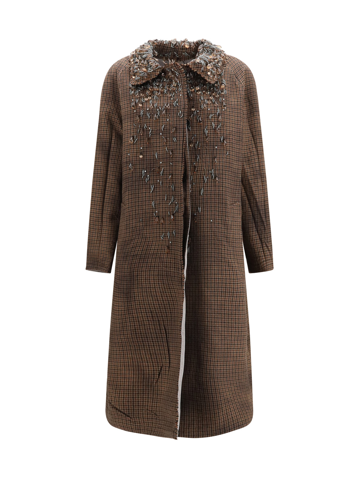 Prada Reversible single-breasted coat with gocce details - Acciaio+Tabacco