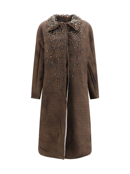 Prada Reversible single-breasted coat with gocce details - Acciaio+Tabacco