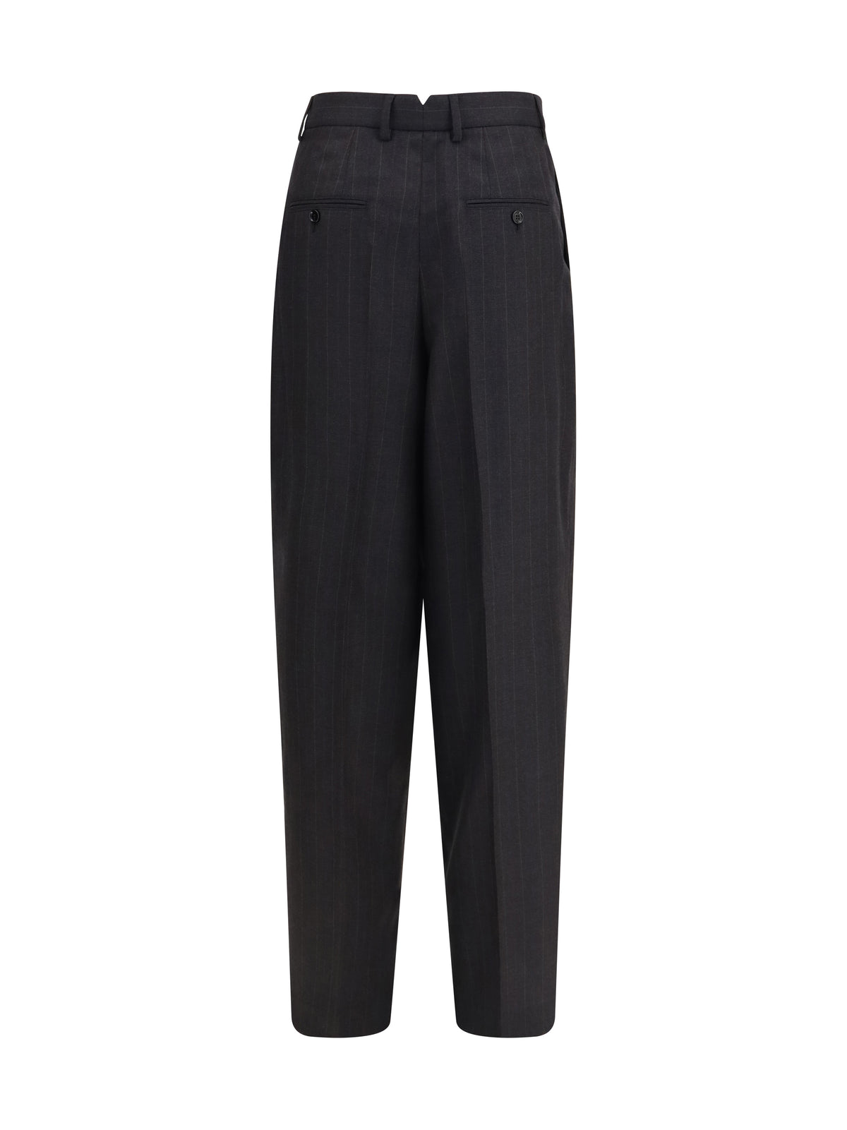 Ami Paris Wide-leg tailored Pants - Gris Charcoal/Marron Choco