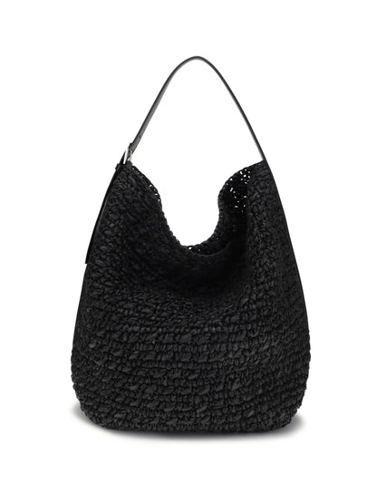 Toteme Paper raffia Tote Shoulder Bag - Black