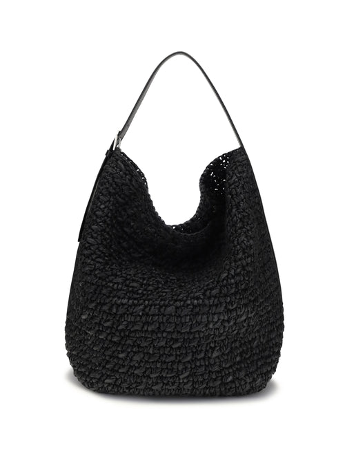 Toteme Paper raffia Tote Shoulder Bag - Black
