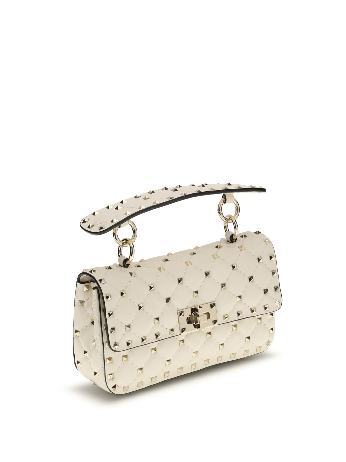 Valentino Garavani Rockstud Spike mini Top Handle Bag in nappa - Light Ivory
