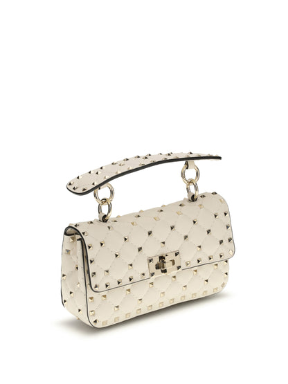 Valentino Garavani Rockstud Spike mini Top Handle Bag in nappa - Light Ivory