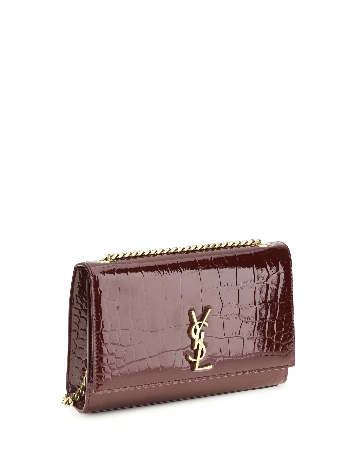 SAINT LAURENT Small Kate Shoulder Bag crocodile-embossed patent leather