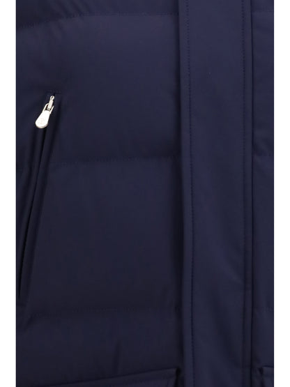 Brunello Cucinelli Nylon hooded Jacket - Cobalto+Piombo
