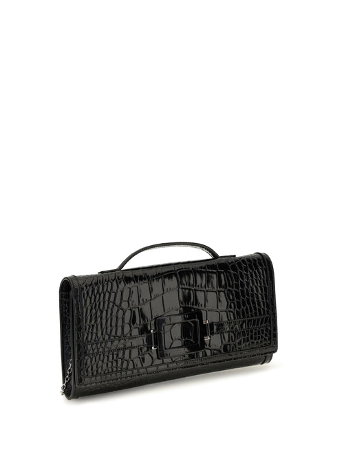 Roger Vivier Belle Vivier crocodile-effect Clutch - Black