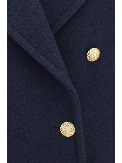 Balmain Double-breasted wool Coat with buttons - Marine