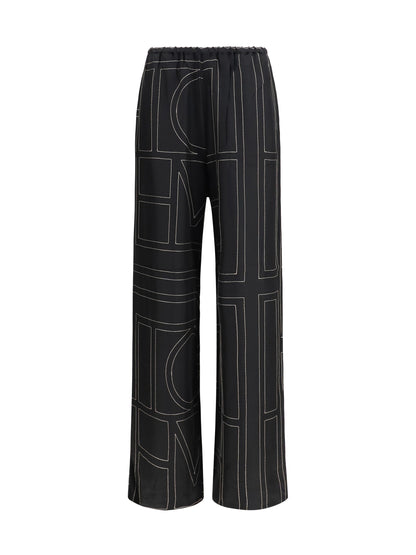 Toteme Silk monogram Pants - Black