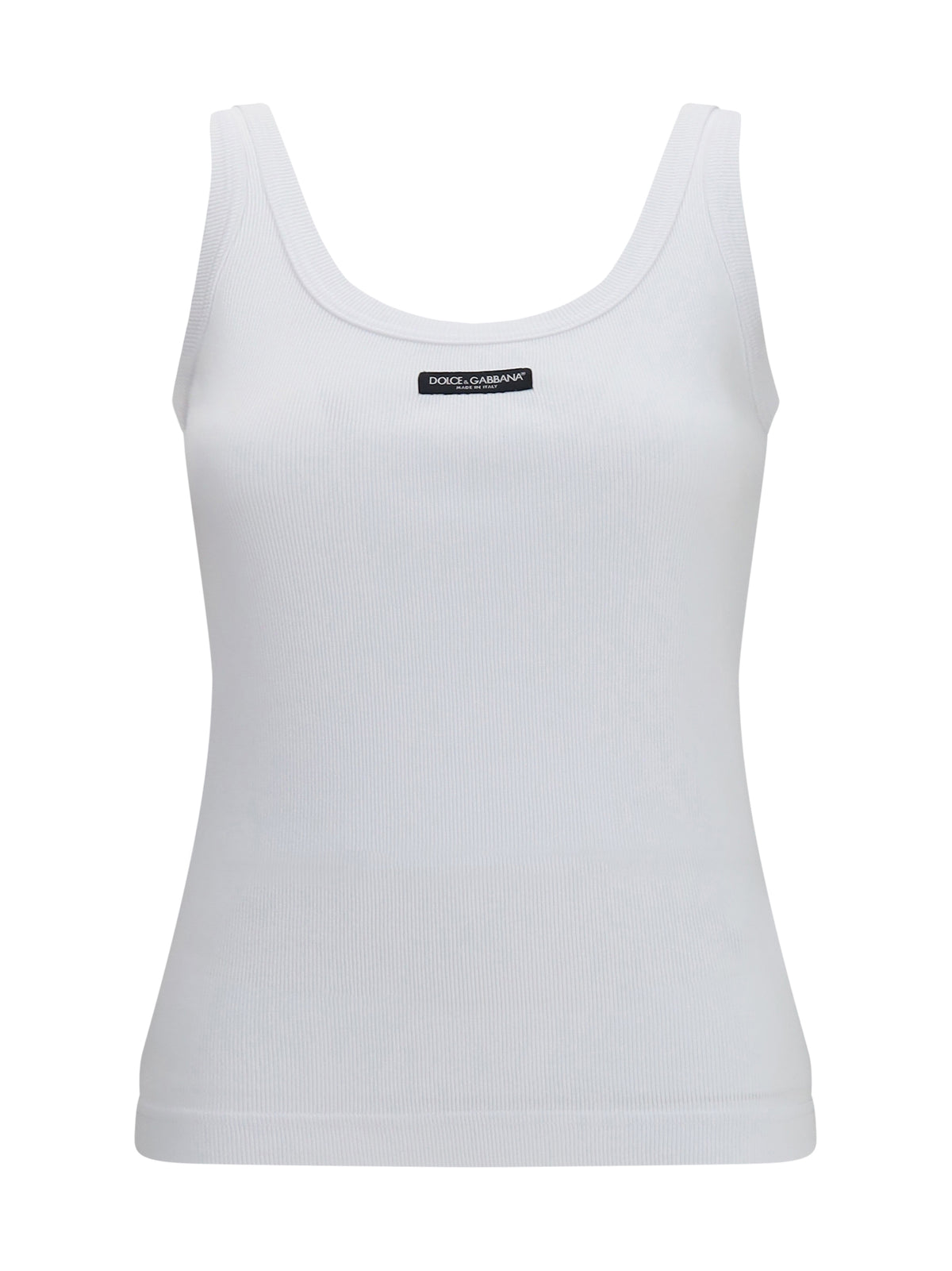 Dolce & Gabbana Ribbed Logo Tank Top - White Ottico